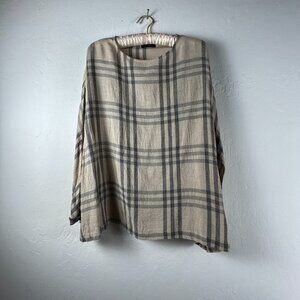 ottod'Ame Made in Italy Womens Viscose Wool Blend Plaid Dolman Blouse Top Size 4